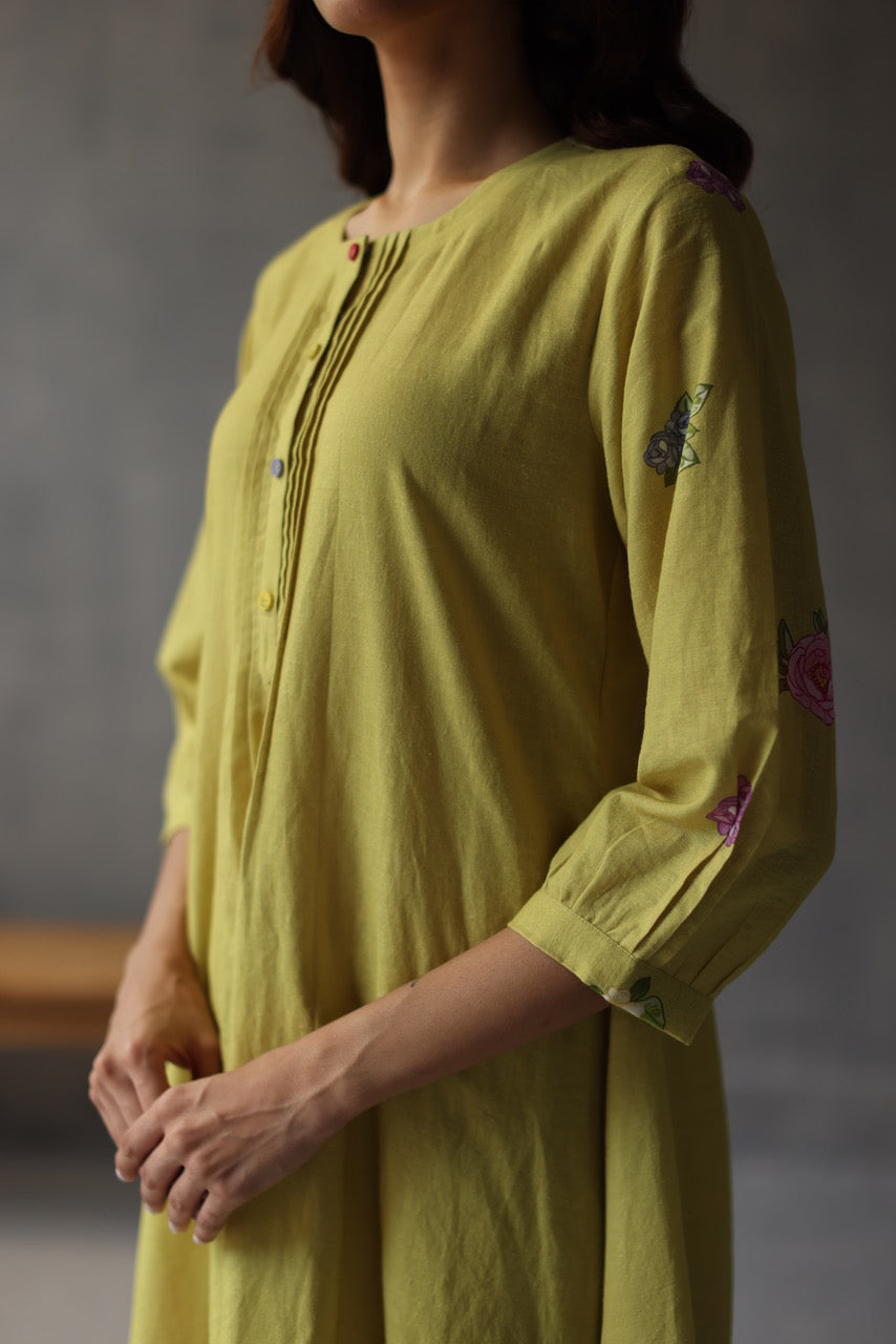 Water Lily Kurta for Women - Floral Printed Cotton Tunic Top - Perfect for Casual Wear, Festivals & Boho Outfits