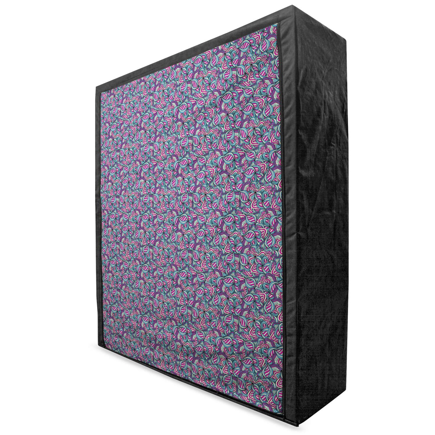 Ambesonne Bohemian Abstract Fabric Wardrobe - Hand Drawn Wavy Lines Pattern, Portable Clothing Organizer with Shelves, 59 Inch Storage Closet in Fuchsia Slate Blue Cream | Perfect for Bedroom, Dorm, Apartment & Small Space Organization