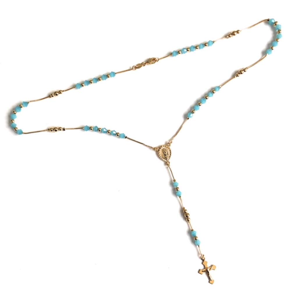 Handmade Crystal Rosary Beads - Catholic Prayer Jewelry with Virgin of Guadalupe Medal - Perfect for Prayer, Meditation & Religious Gifts