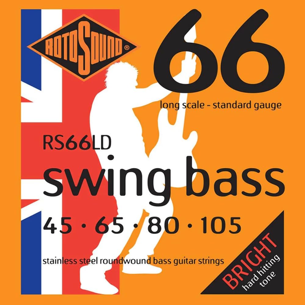 Rotosound Swing Bass 66 Long Scale Bass Guitar Strings (RS66LD) - Standard Gauge for Jazz, Blues & Rock - Perfect for Live Performances & Studio Recording
