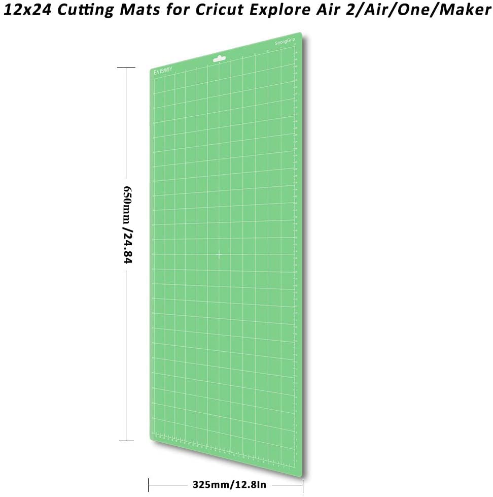 EVISWIY 4-Piece 12x24 Cutting Mats for Cricut Maker 3, Explore Air 2, Air & One - Includes 5 Blades (Standard/Light/Strong/Fabric Grip) - Green, Blue, Purple, Pink - Perfect for DIY Crafts, Vinyl Cutting & Scrapbooking