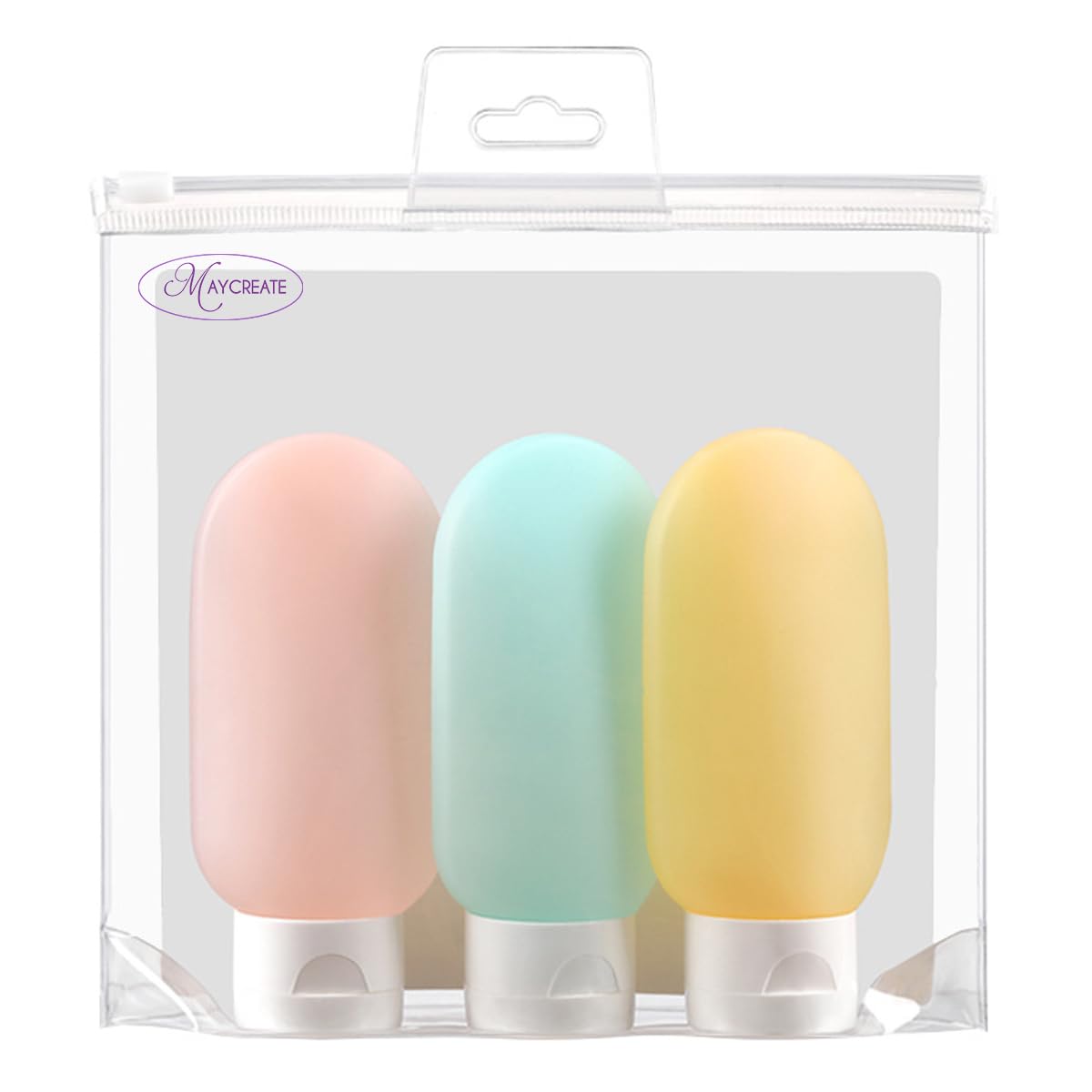 MAYCREATE® 3-Piece 60ml Travel Bottle Set - Leakproof Squeeze Bottles for Shampoo, Lotion & Toiletries - TSA Approved Travel Accessories for Vacation, Gym & Airplane Carry-On (Multicolor)