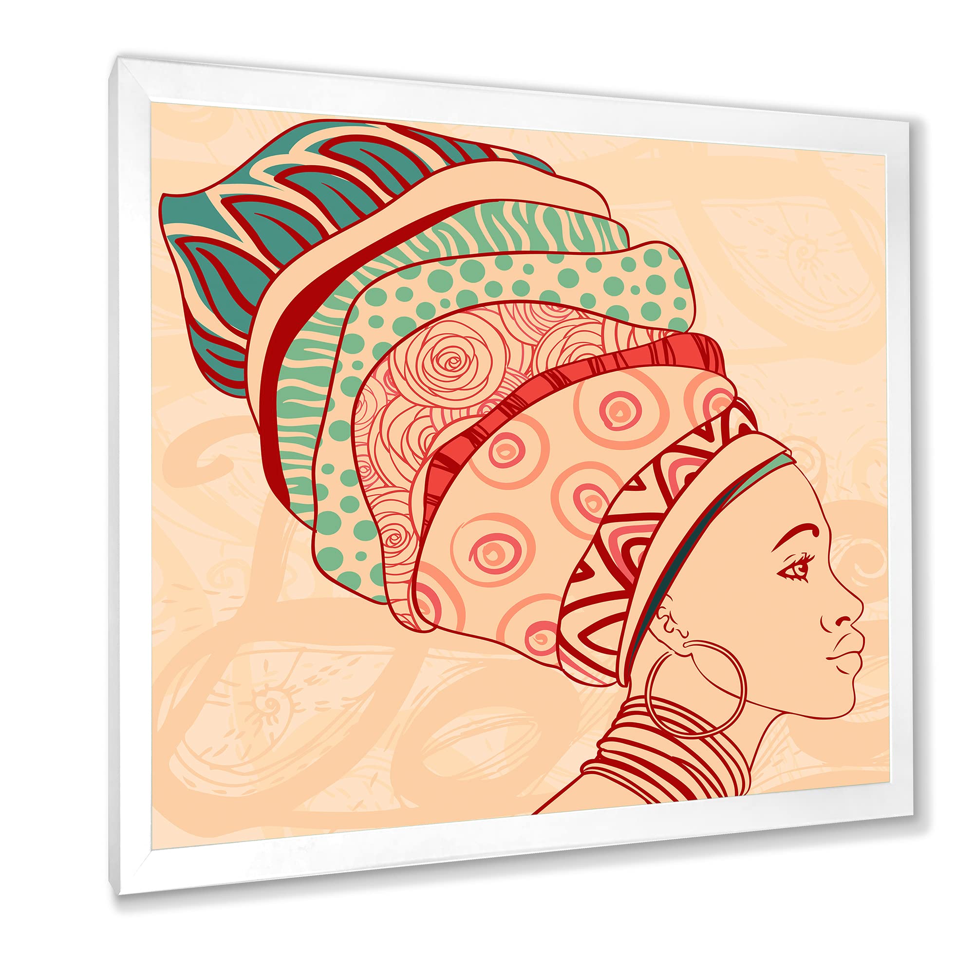 African American Woman with Turban II - Modern Framed Wall Art Decor for Living Room, Bedroom & Office - Black Cultural Home Decor