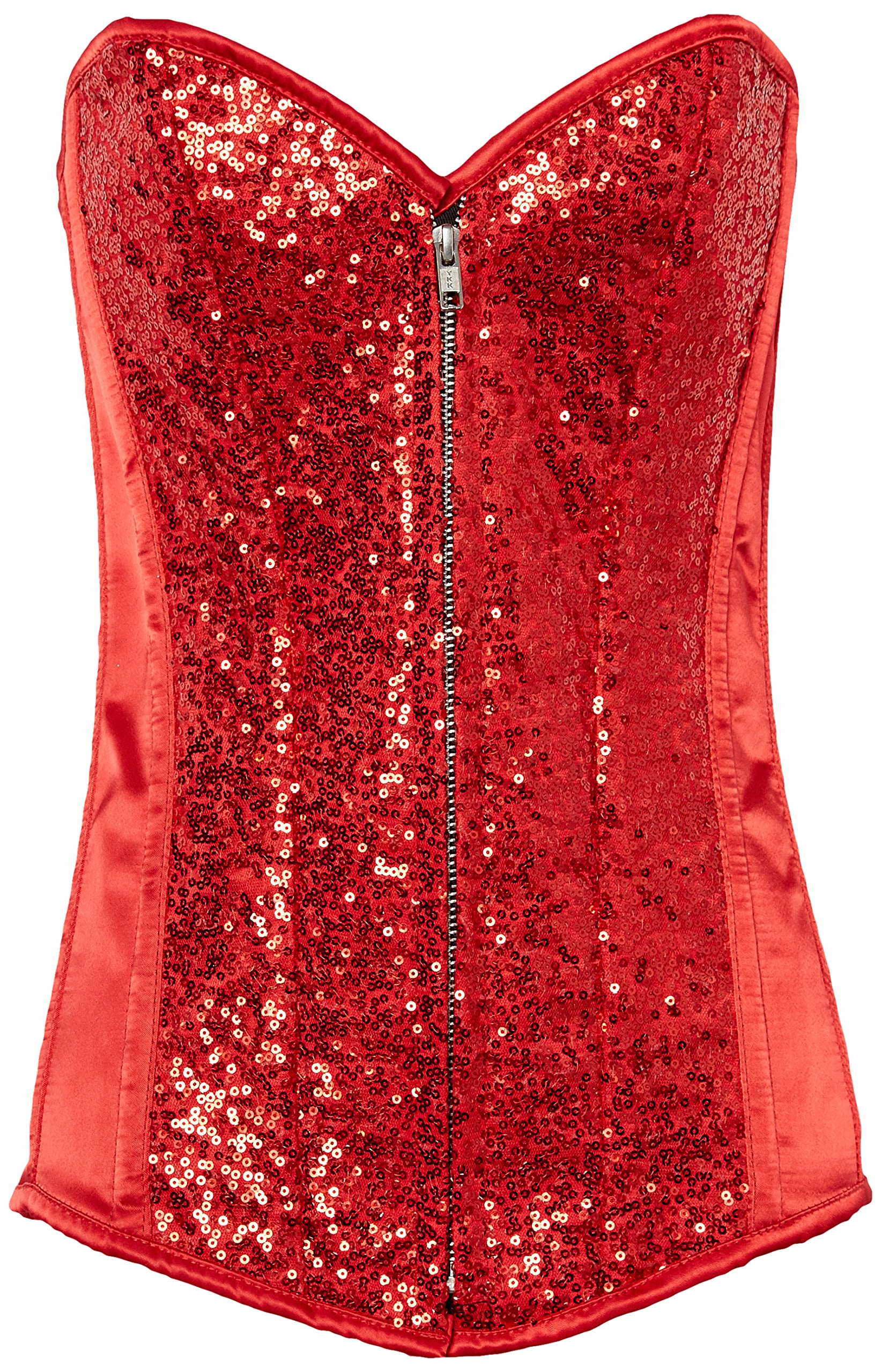 Red Sequin Steel Boned Corset for Women - Daisy Corset Top for Waist Training, Burlesque, Cosplay & Evening Wear
