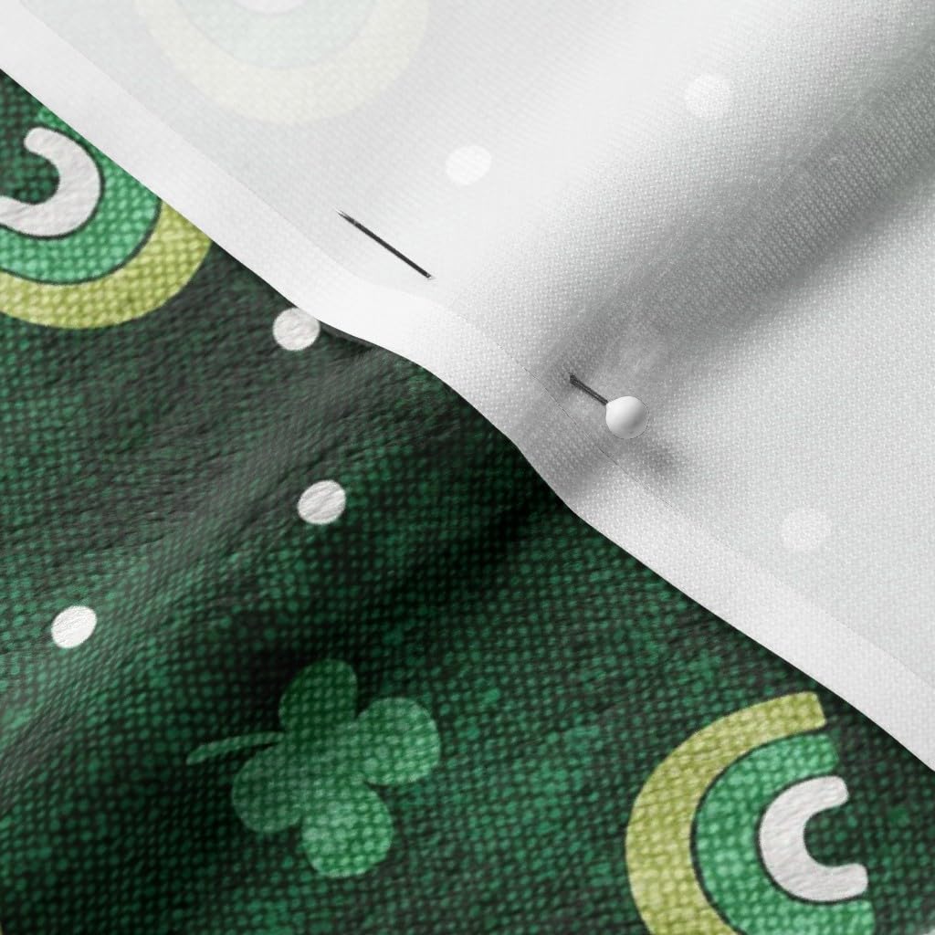 Lucky Dark Green Cute Clover Irish Rainbow Printed Minky Fabric by The Yard - Soft Plush Material for Sewing Baby Blankets, Quilt Backing & DIY Crafts - Perfect for St. Patrick's Day Decorations & Nursery Projects