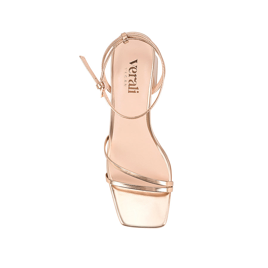 Stevie Block Heel Sandals for Women - Rose Gold Comfortable Summer Shoes for Weddings, Parties & Date Nights