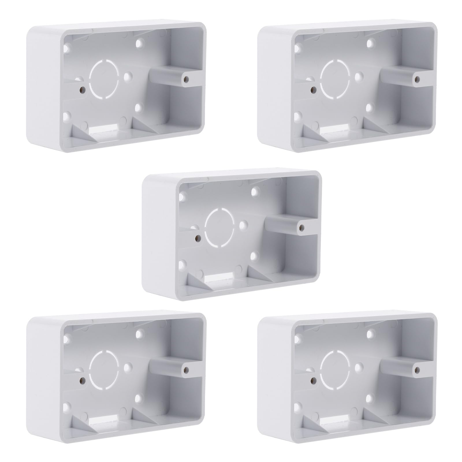 Hemobllo 5-Pack White Plastic Surface Mount Outlet Box - Single Gang Electrical Junction Box for Home & Office Wiring