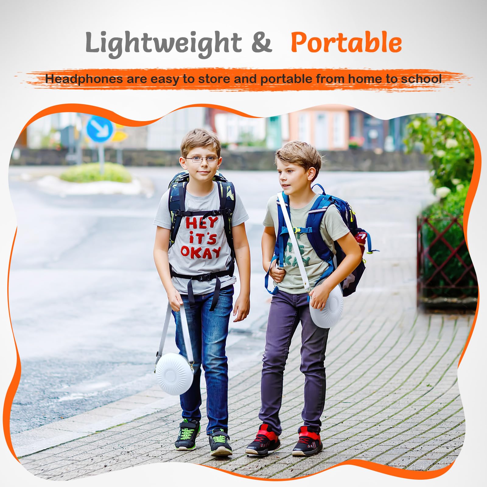 Safe Kids Wired Headphones with Microphone - 85/94dB Volume Limited Foldable Headset for Boys & Girls | 3.5mm Jack Earphones for School, Travel & Online Learning | Includes Portable Carrying Case