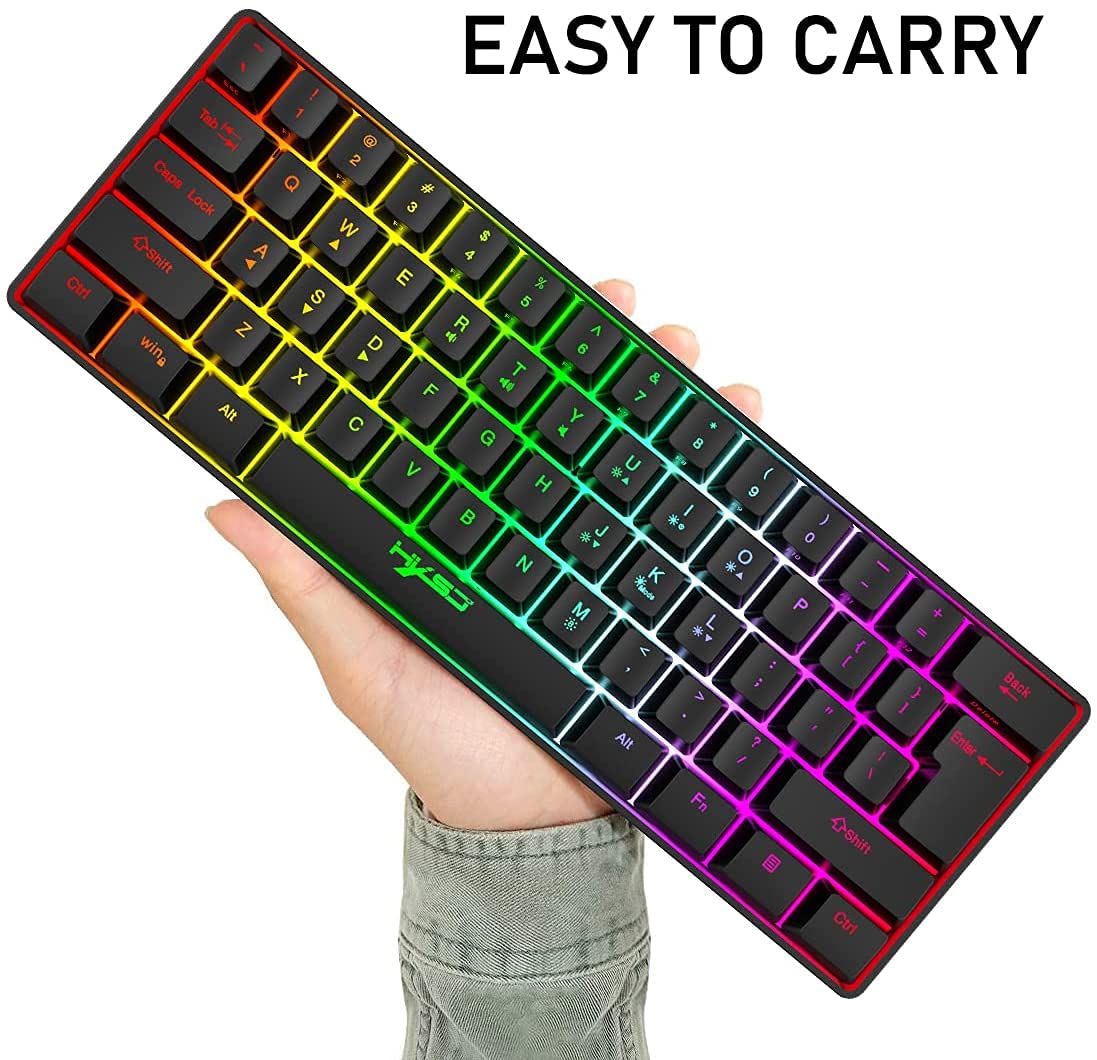 KUIYN 60% Wired Compact Gaming Keyboard & Honeycomb Optical Mouse Combo - 61 Keys RGB Backlit, Anti-Ghosting, Includes Mouse Pad - Perfect for PC Gamers, Esports & Streaming Setups