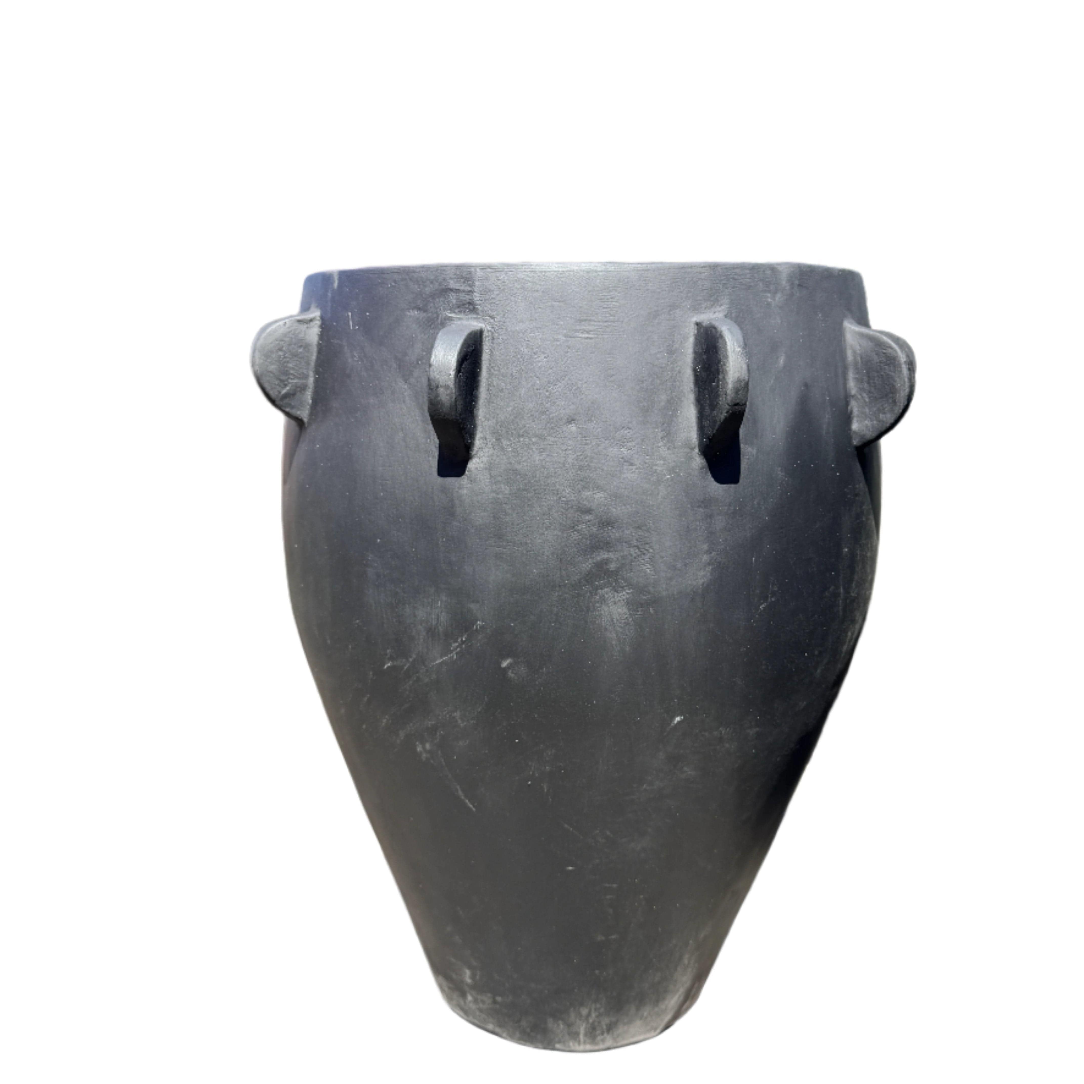 Black Winged Pot - Elegant Ceramic Planter with Drainage Hole for Indoor Plants, Succulents, and Home Decor | Perfect for Living Room, Office, and Garden Decor