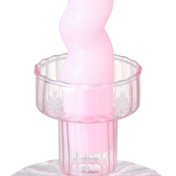 Pink Candle and Candle Holder Set - Romantic Home Decor for Bedroom, Bathroom & Dinner Table