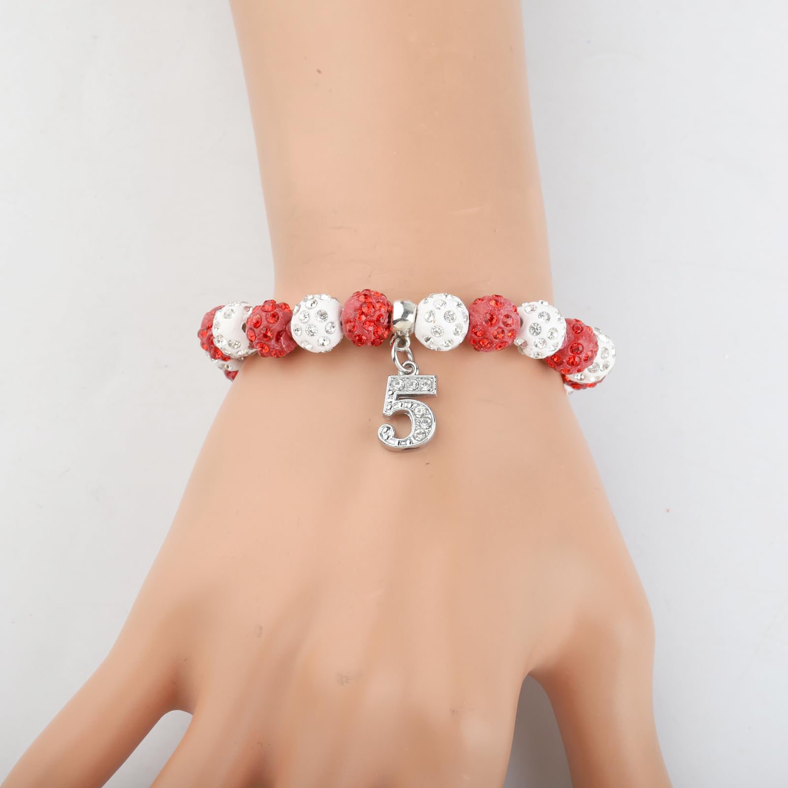 POTIY Red Sorority Gift Beaded Bracelet with Rhinestone Numbers - Graduation Gift for Women, Sisters, Best Friends | Perfect for Sorority Events, Graduation Parties & Sisterhood Celebrations