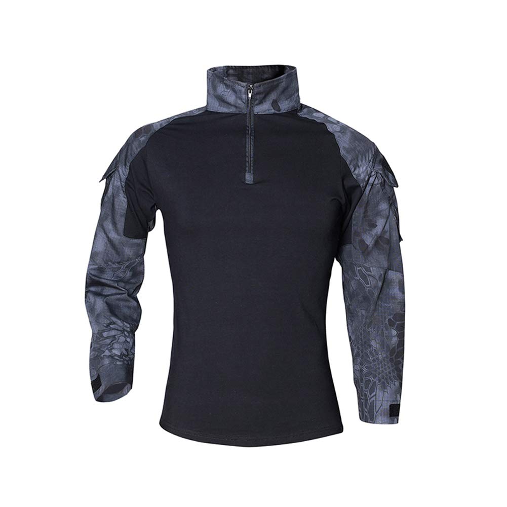 Lilychan Men's Tactical Long Sleeve Shirt - Military Combat Outdoor Shirt with Zipper for Hiking, Hunting & Airsoft | Durable & Breathable Workwear