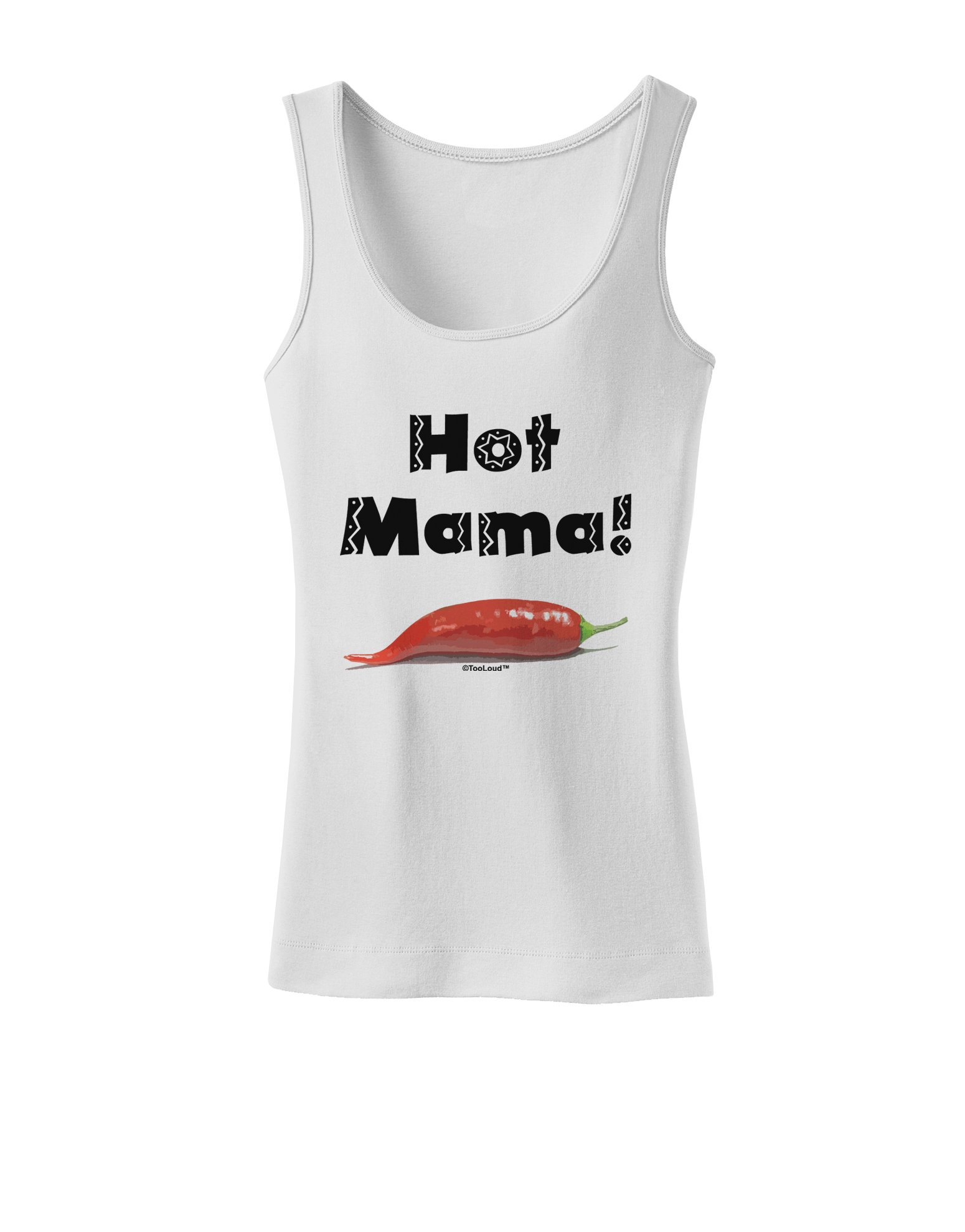TooLoud Hot Mama Chili Pepper Women's Sleeveless Tank Top - Fun Graphic Tee for Summer, Parties & Casual Outfits