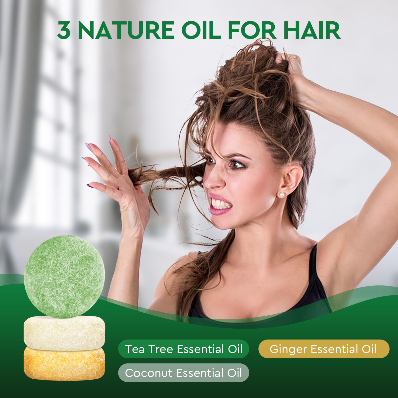 **Organic Ginger & Tea Tree Shampoo Bar & Coconut Conditioner Set for Hair Growth & Anti Hair Loss – Natural Solid Soap for Dry, Damaged Hair – Perfect for Travel & Eco-Friendly Bathroom**