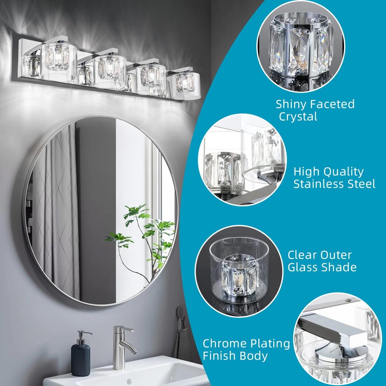 Kolt Modern 4-Light Bathroom Vanity Light Fixture - Brushed Nickel Finish for Bathroom Mirror Lighting, Perfect for Modern Home Decor and Vanity Makeup Area