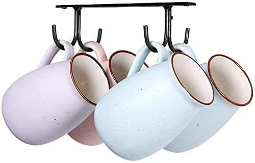 Set of 3 Under Cabinet Mug Hooks - Coffee Cup Holder & Drying Rack for Kitchen, Bar Utensils Organizer (Black) - Perfect for Small Spaces & Coffee Mug Storage