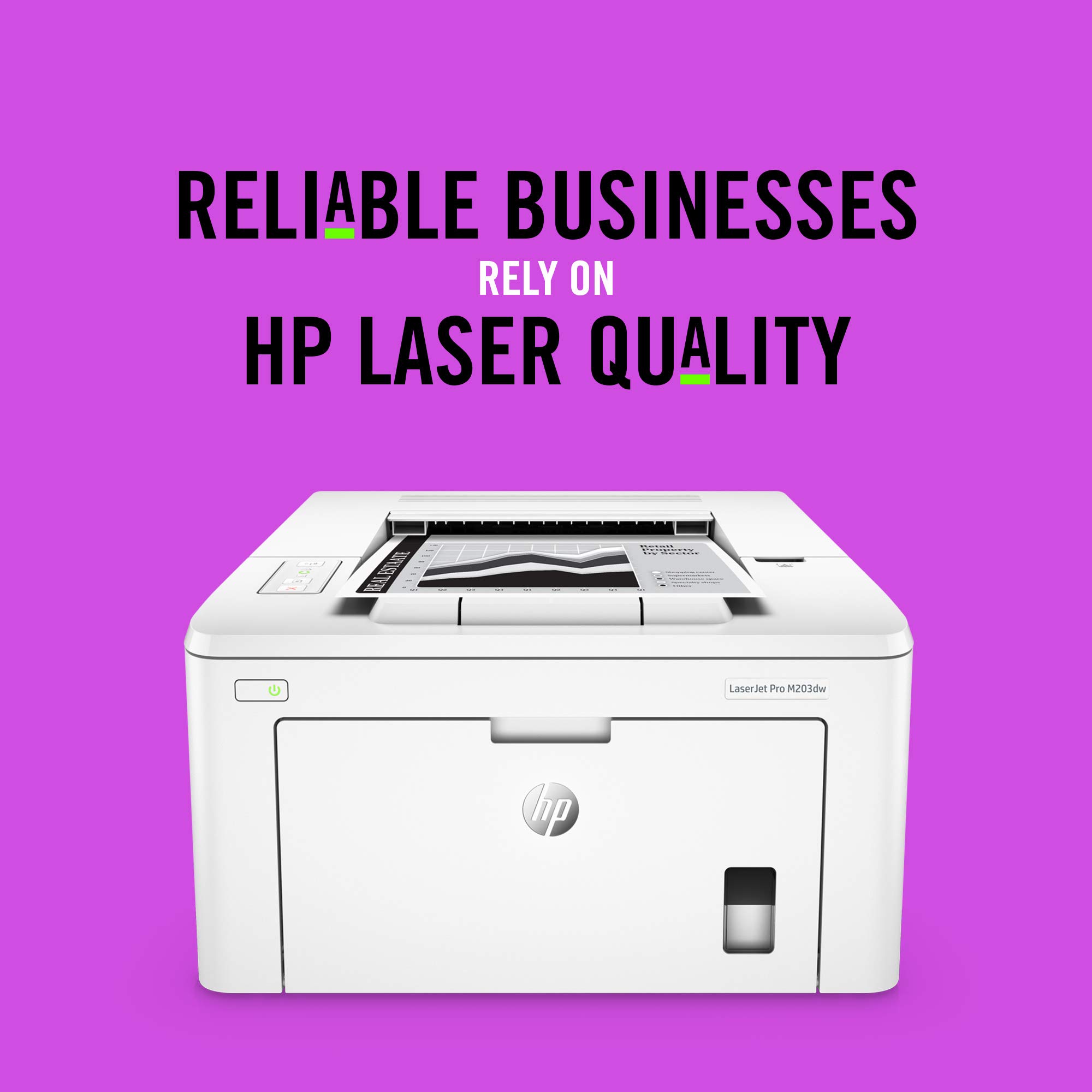 HP G3Q47A#BGJ LaserJet Pro M203dw Wireless Monochrome Laser Printer - Fast Printing, Duplex & Mobile Printing | Ideal for Home Office & Small Business (Renewed)