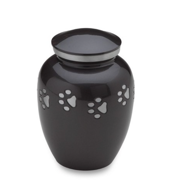 Black & Silver Paw Print Pet Cremation Urn for Dog & Cat Ashes - Memorial Keepsake for Beloved Pets | Perfect for Home Display, Pet Memorial Services & Grieving Process