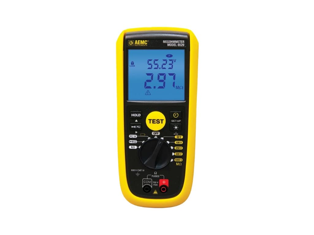 AEMC 6529 Digital Insulation Tester - Handheld Megohmmeter & Multimeter with 50V/100V/250V/500V/1kV Ranges, 420KΩ Resistance, Voltage, Continuity, Alarm & Timer, PI/DAR Functions - Perfect for Electricians & Industrial Maintenance