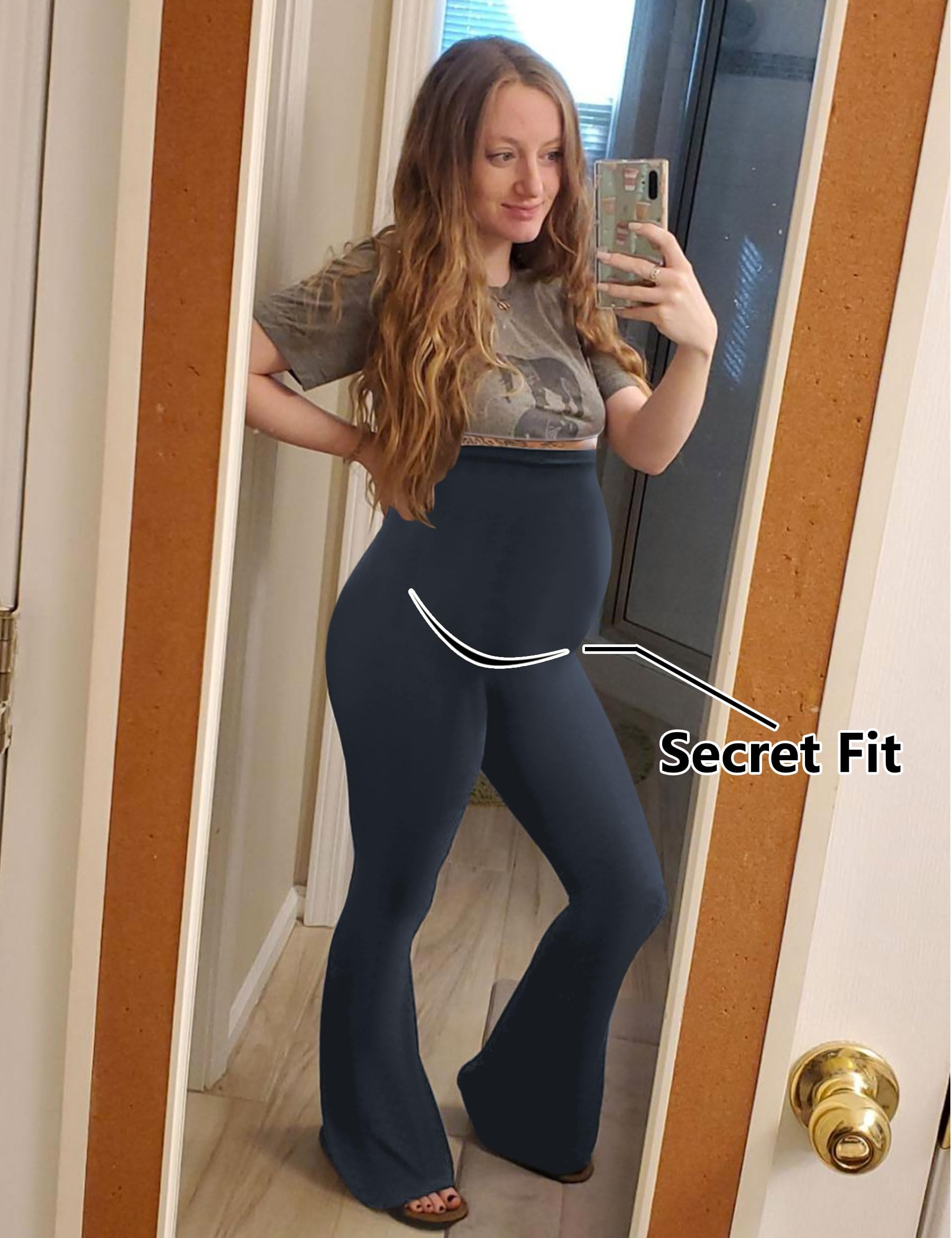 Peauty Maternity Flare Leggings - Buttery Soft Over The Belly High Waisted Yoga Pants for Pregnancy Comfort | Perfect for Casual Wear, Prenatal Yoga & Everyday Maternity Outfits