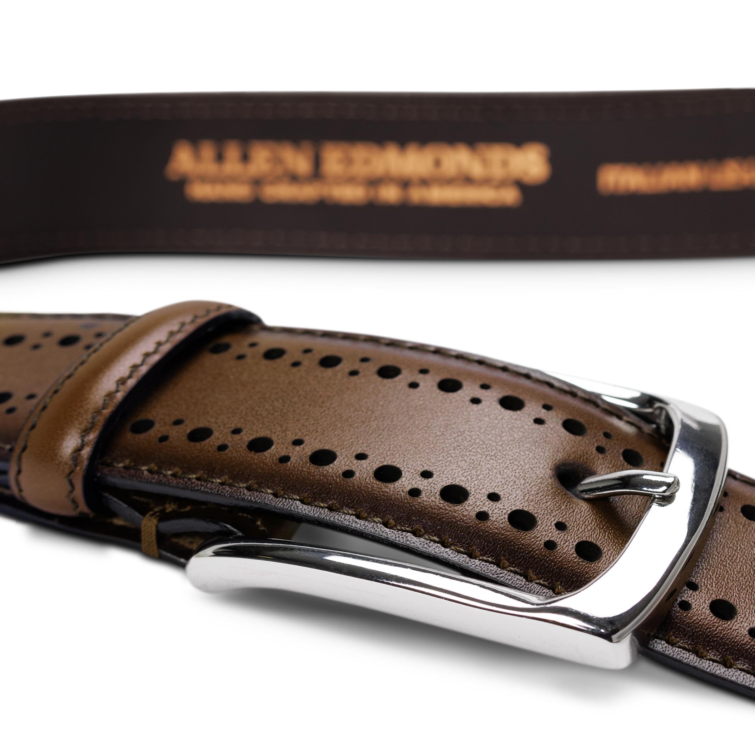 Allen Edmonds Men's Manistee Belt - Genuine Leather Dress Belt for Business & Formal Wear - Classic Brown & Black Options - Perfect for Office, Weddings & Special Occasions