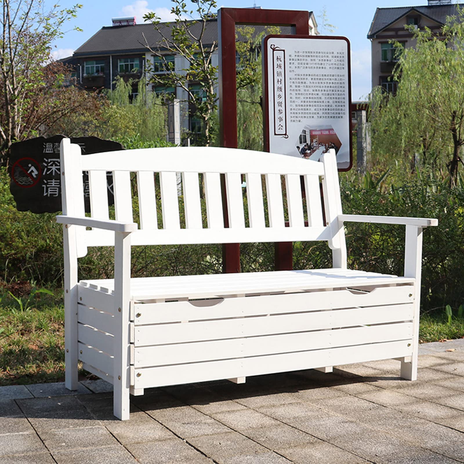 **ADKINC 40 Gallon Outdoor Storage Bench - Wooden Deck Box with 2-Seat Design, Perfect for Patio, Garden, Balcony & Yard - Store Garden Tools, Pool Toys & Outdoor Accessories - Made of Durable Fir Wood**    *(Ideal for organizing outdoor spaces, keeping pool essentials handy, or adding extra seating to your patio!)*