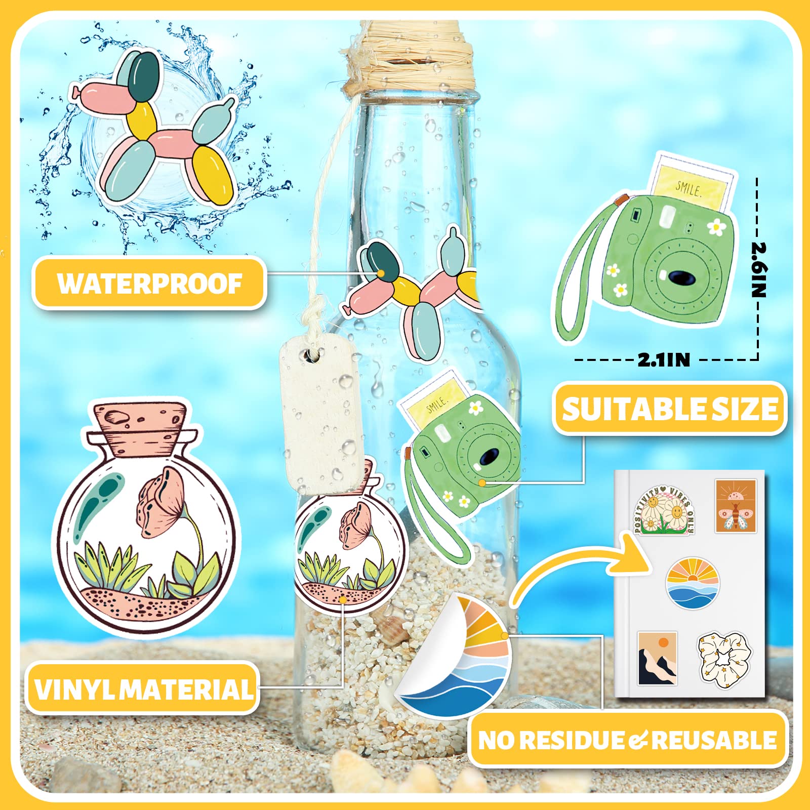 150 Pcs Boho Stickers - Waterproof Vinyl Decals for Water Bottles, Laptops, Phones, Journals & Scrapbooks - Aesthetic Stickers for Adults, Teens, Kids & Women - Perfect for DIY Crafts, School Supplies & Gift Wrapping