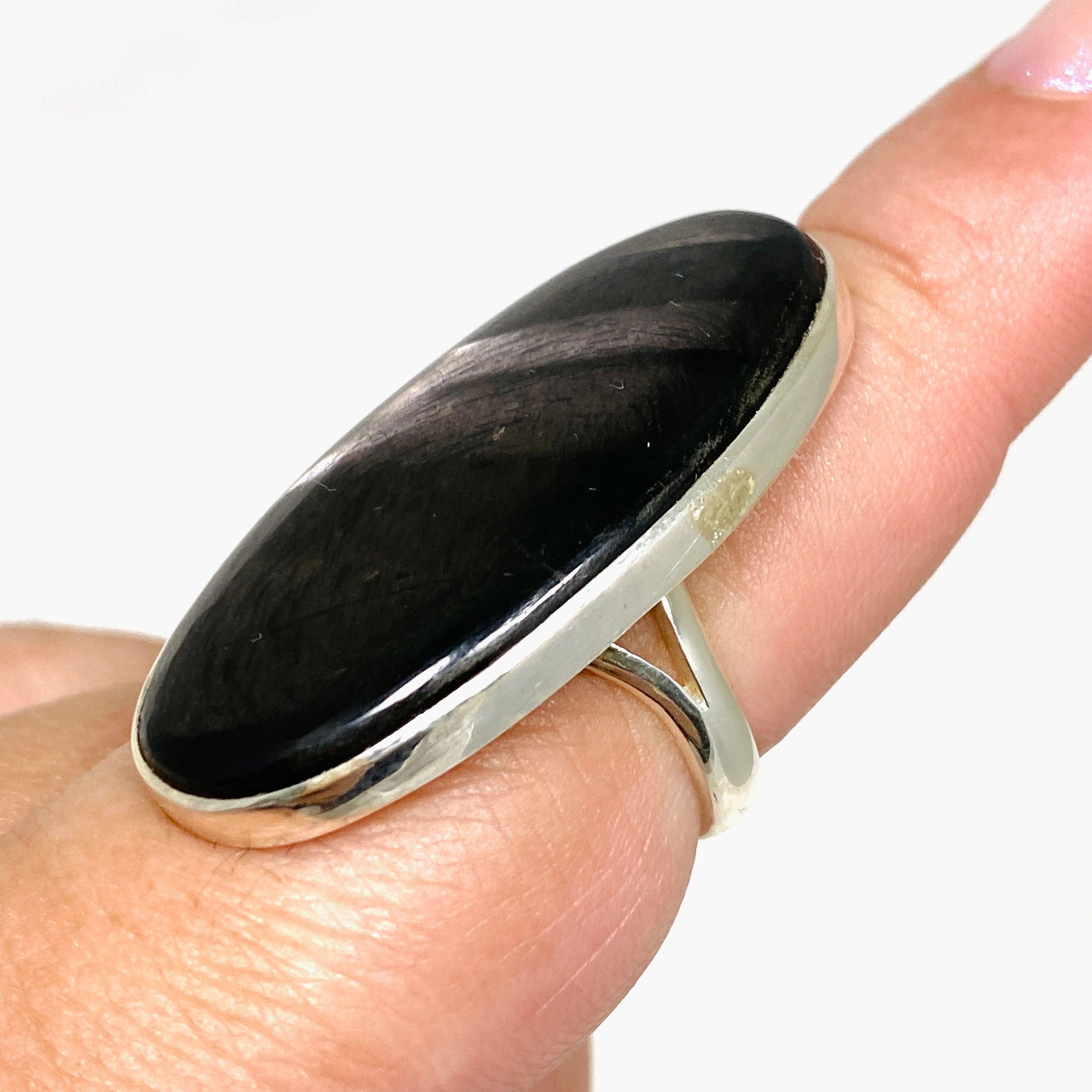 Hypersthene Oval Split Band Ring Size 9 KRGJ3147 - Elegant Gemstone Jewelry for Women, Perfect for Everyday Wear & Special Occasions