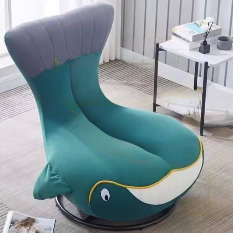 Minimalist Abstract Side Chair with Cushion Back - Rotatable & Reclining Accent Chair in Gray/Emerald Green/Citrus for Living Room, Bedroom or Office