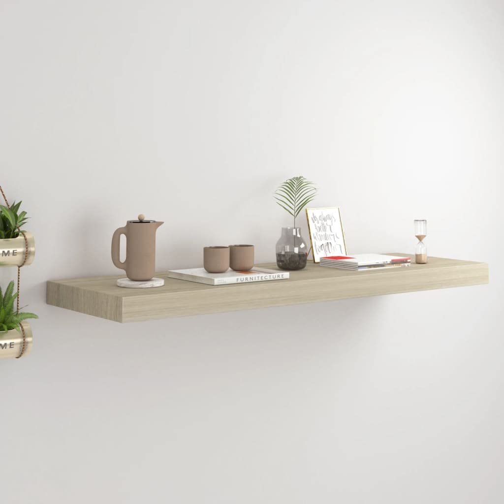 Homvdxl Floating Shelves - Brown Wall Mounted Shelf with Invisible Brackets for Books, Plants & Decor | Bathroom, Living Room, Bedroom Storage Solution | 31.5 x 9.3 Inch Rustic Wood Shelf for Home Organization & Display