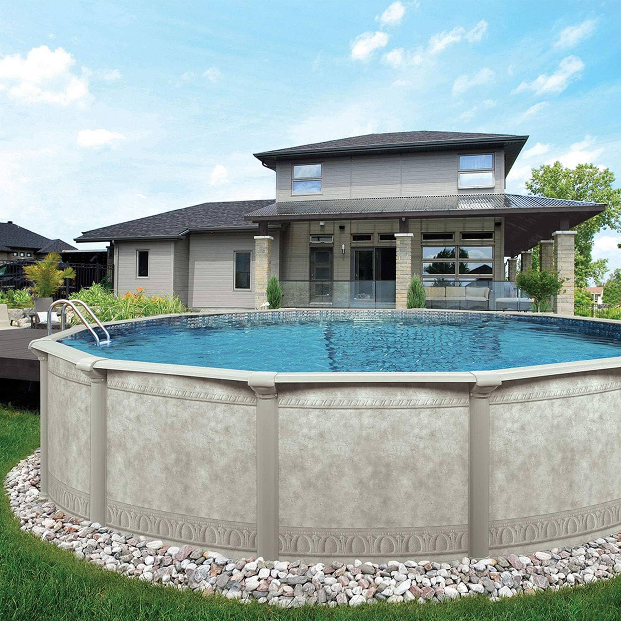 15' Aquarian Steel-Frame Above Ground Pool Kit with Pump & Leaf Skimmer - Venetian Style | Perfect for Backyard Swimming, Family Fun & Summer Relaxation
