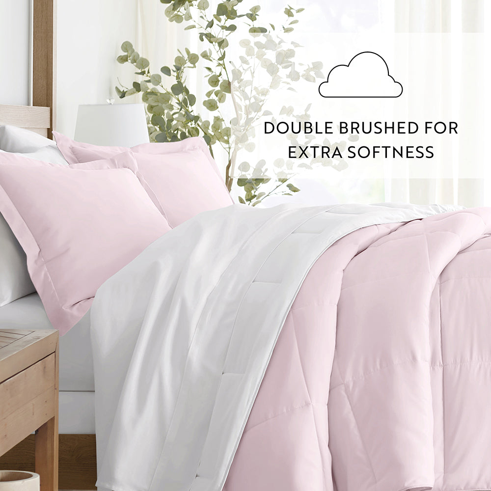 Reversible Down Alternative Comforter Set - All Season Hypoallergenic Bedding - Perfect for Master Bedroom, Guest Room & Dorm Use