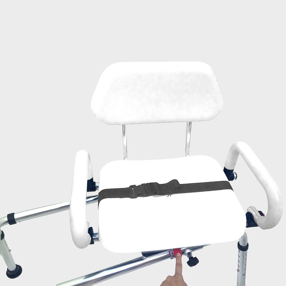 Swivel Seat Carousel Sliding Transfer Bench for Disabled & Elderly - Safe Bathroom Shower Chair with Adjustable Height - Ideal for Mobility Assistance & Home Care Use
