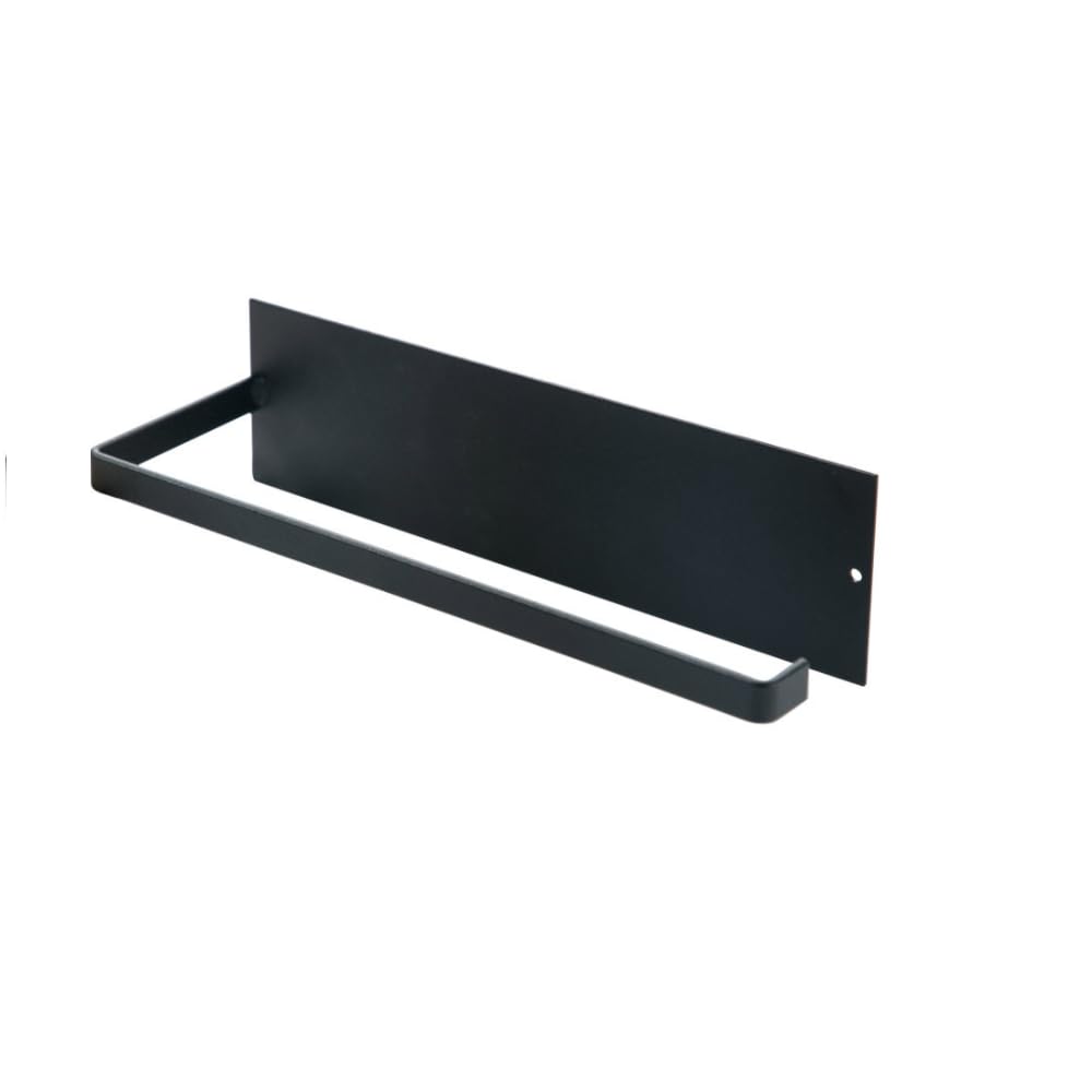 RASIKVAR Stainless Steel Adhesive Towel Bar - Heavy Duty Bathroom Towel Holder, Wall Mounted Self Adhesive Hanger for Kitchen & Bathroom Accessories (Black) - Perfect for Small Spaces, Apartments, and RVs