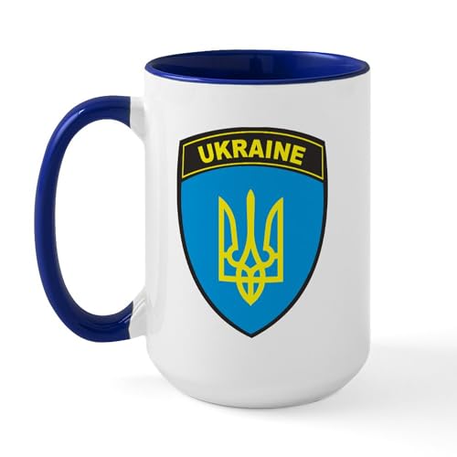 White/Navy Inside - Ukraine Shield Large Mug