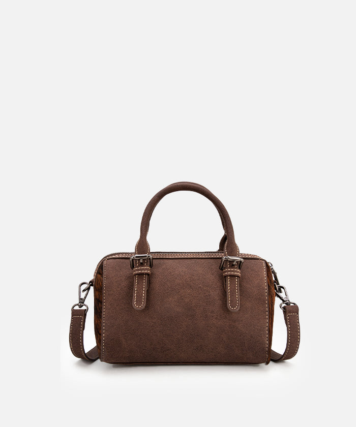 Wrangler Genuine Hair-On Cowhide Barrel Bag - Western Style Leather Crossbody Purse for Women | Perfect for Rodeo, Country Music Festivals & Everyday Use