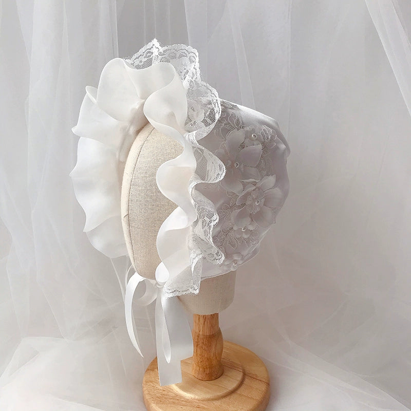Adorable White Sun Hat for Baby Girls - Princess Birthday Hat for Outdoor & Photoshoot