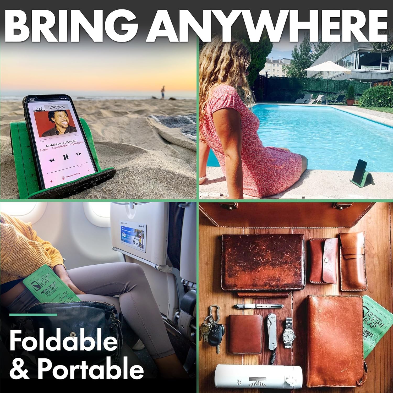 Flexible Airplane Phone Holder & Tablet Stand - Adjustable Folding Cellphone Mount for Desk, Bed, Office, Treadmill - Perfect for Long Flights, Travel Essentials (Black) - Ideal for In-Flight Entertainment, Work from Home & Gym Workouts