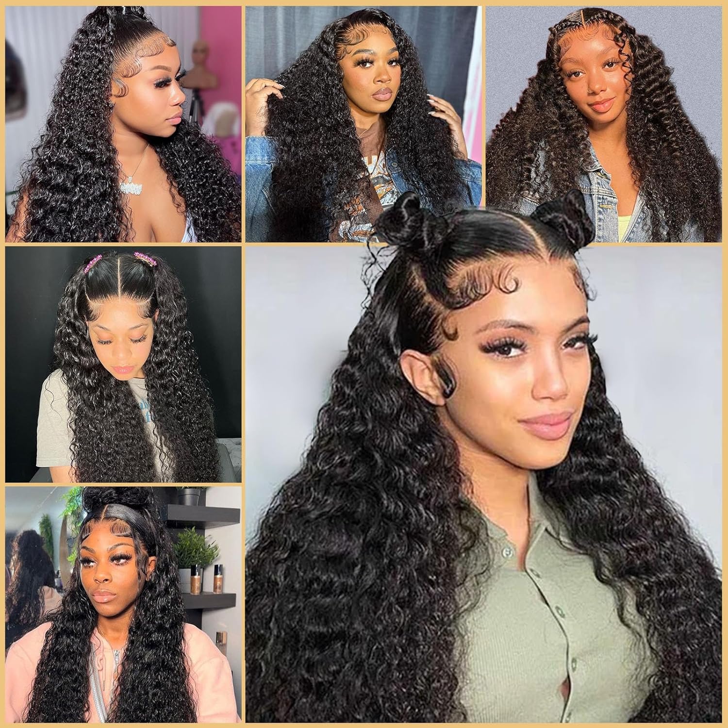 360 Water Wave Lace Front Wigs Human Hair 180% Density 22 Inch Deep Wave Lace Frontal Wig for Black Women - Pre Plucked with Baby Hair Natural Color - Perfect for Daily Wear, Parties & Special Occasions