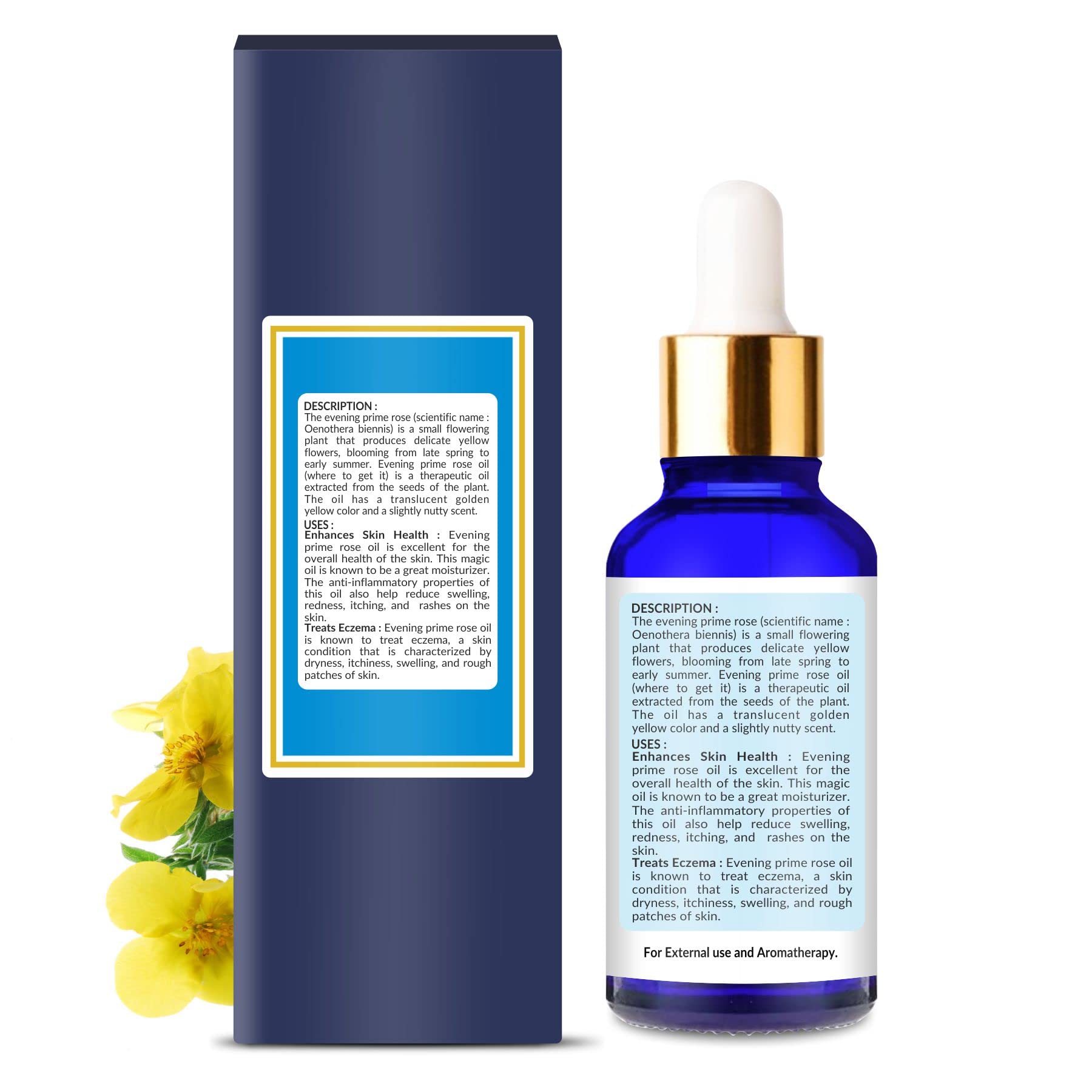 100% Pure & Natural Evening Primrose Oil (Oenothera) - Undiluted Carrier Oil for Skin & Hair Care - 50ml | Moisturizing, Anti-Aging & Eczema Relief | Perfect for Massage, Aromatherapy & DIY Beauty Products