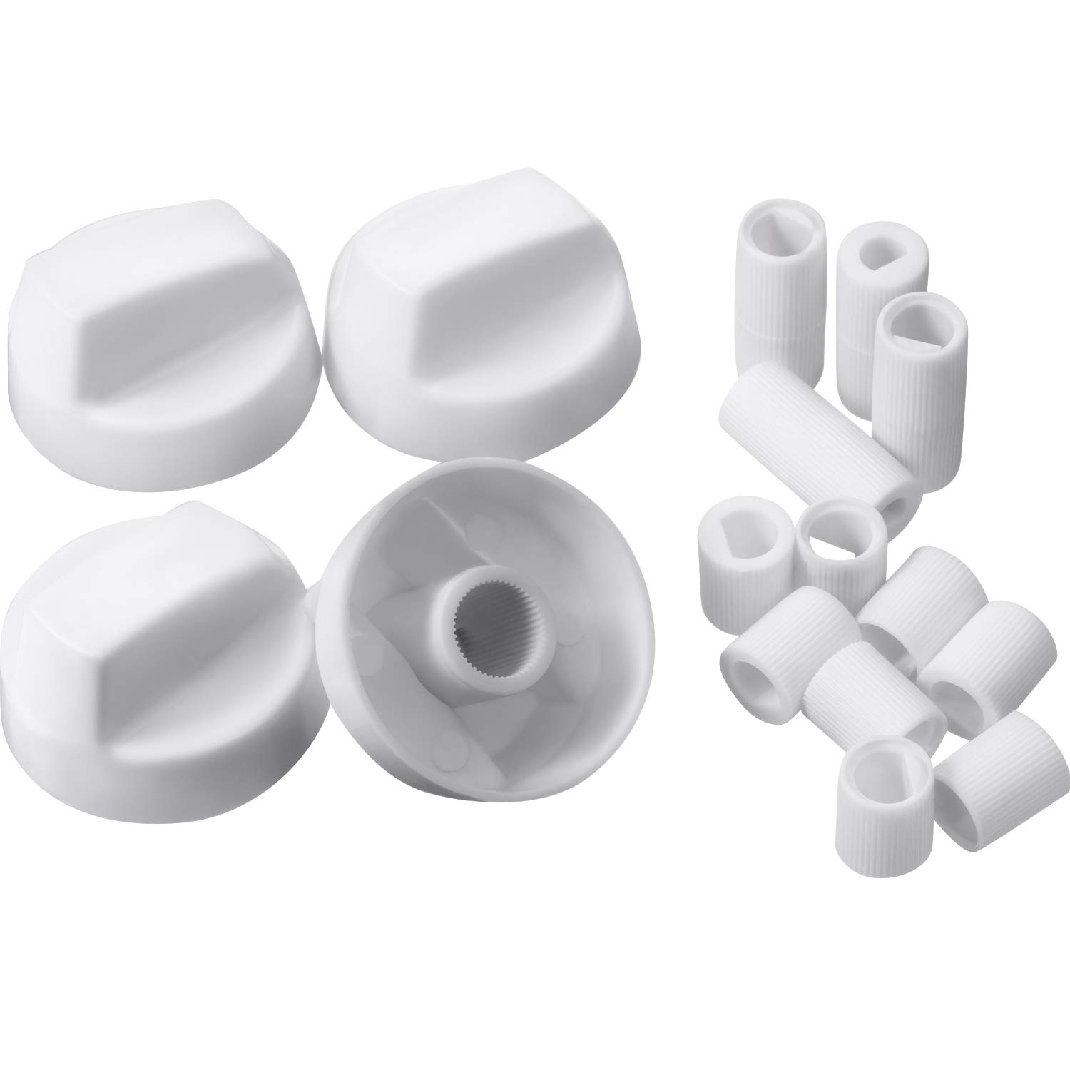 Jetec 4-Pack Universal Oven Knobs Replacement with 12 Adapters - Fits Most Stoves, Ranges & Appliances - Durable White Control Knobs (Check Dimensions Before Purchase) - Perfect for Kitchen Upgrades & Appliance Repairs
