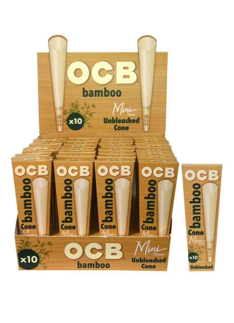 OCB Bamboo Pre-Rolled Mini Cones 2.75 Inch (70mm) - 320 Ultra-Thin Natural Rolling Papers with Tips | Slow Burning 100% Bamboo Fibers & Acacia Gum | Perfect for Smooth Smoking Sessions & On-the-Go Use
