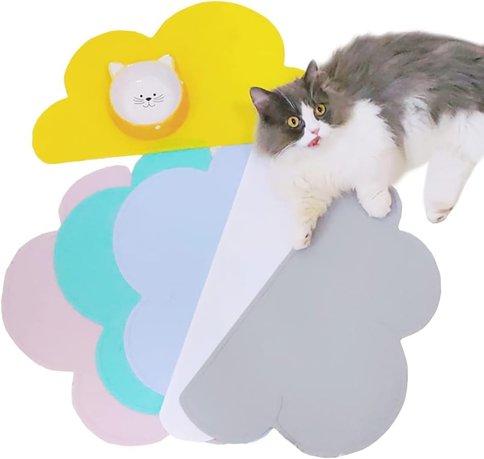 Premium Silicone Pet Feeding Mat for Dogs & Cats - Non-Slip Waterproof Food Tray with Raised Edges | Durable Placemat for Messy Eaters | Perfect for Indoor/Outdoor Use (Grey)