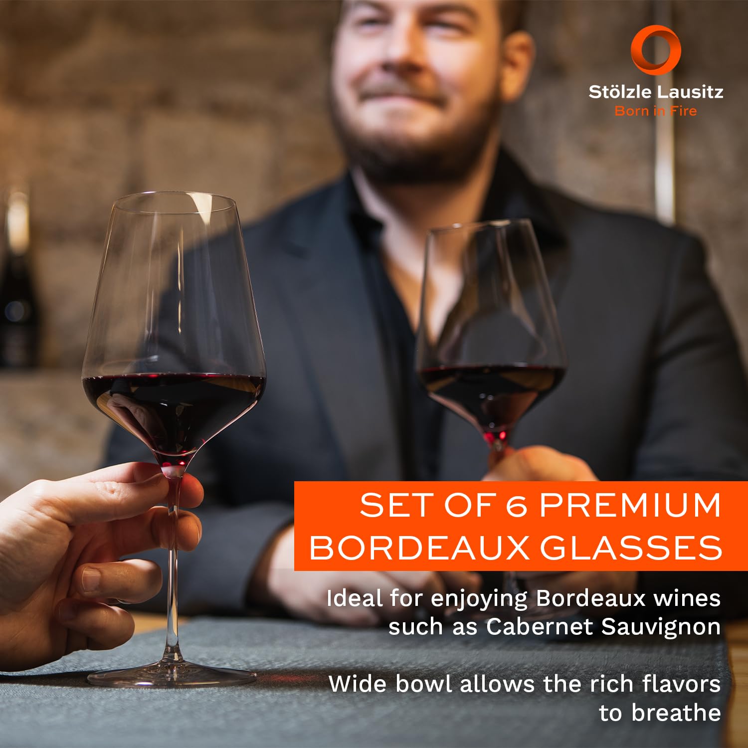 Premium Stölzle Lausitz Bordeaux Red Wine Glasses Set of 6 (STARlight) - 22.75oz Crystal Wine Glasses for Fine Dining & Entertaining - Dishwasher Safe, Shatter-Resistant Stemware - Elegant Glassware for Parties, Weddings & Home Decor