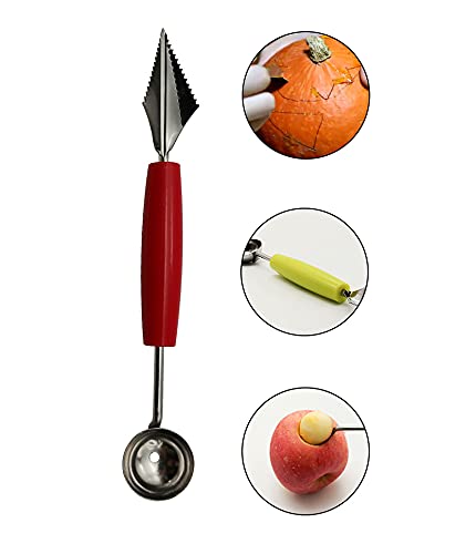 WOIWO 3-Piece Fruit Carving Knife Set - Professional DIY Ball Digger & Platter Carving Tools for Kitchen - Random Colors - Perfect for Fruit Sculpting, Garnishing & Food Presentation