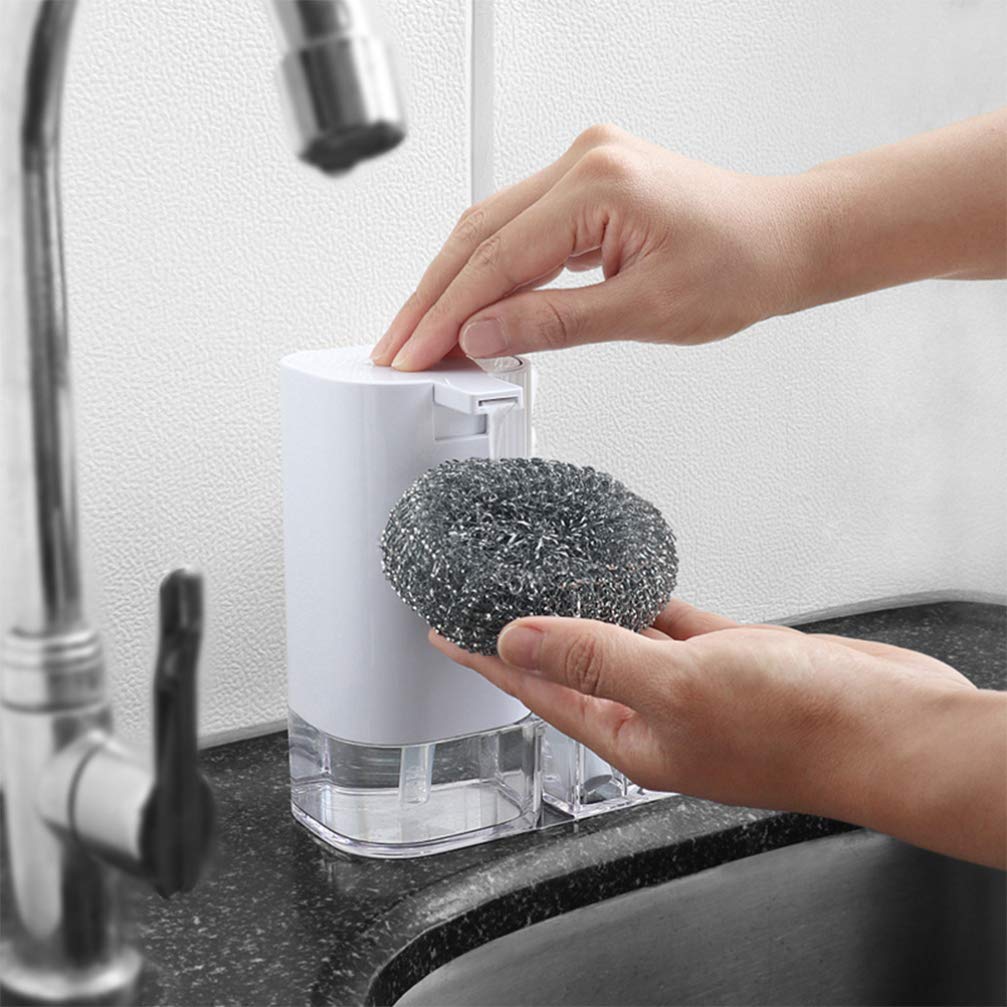 Hemoton Kitchen Sink Brush Set with Holder - Scrubbers & Steel Handle for Dish Washing & Cleaning