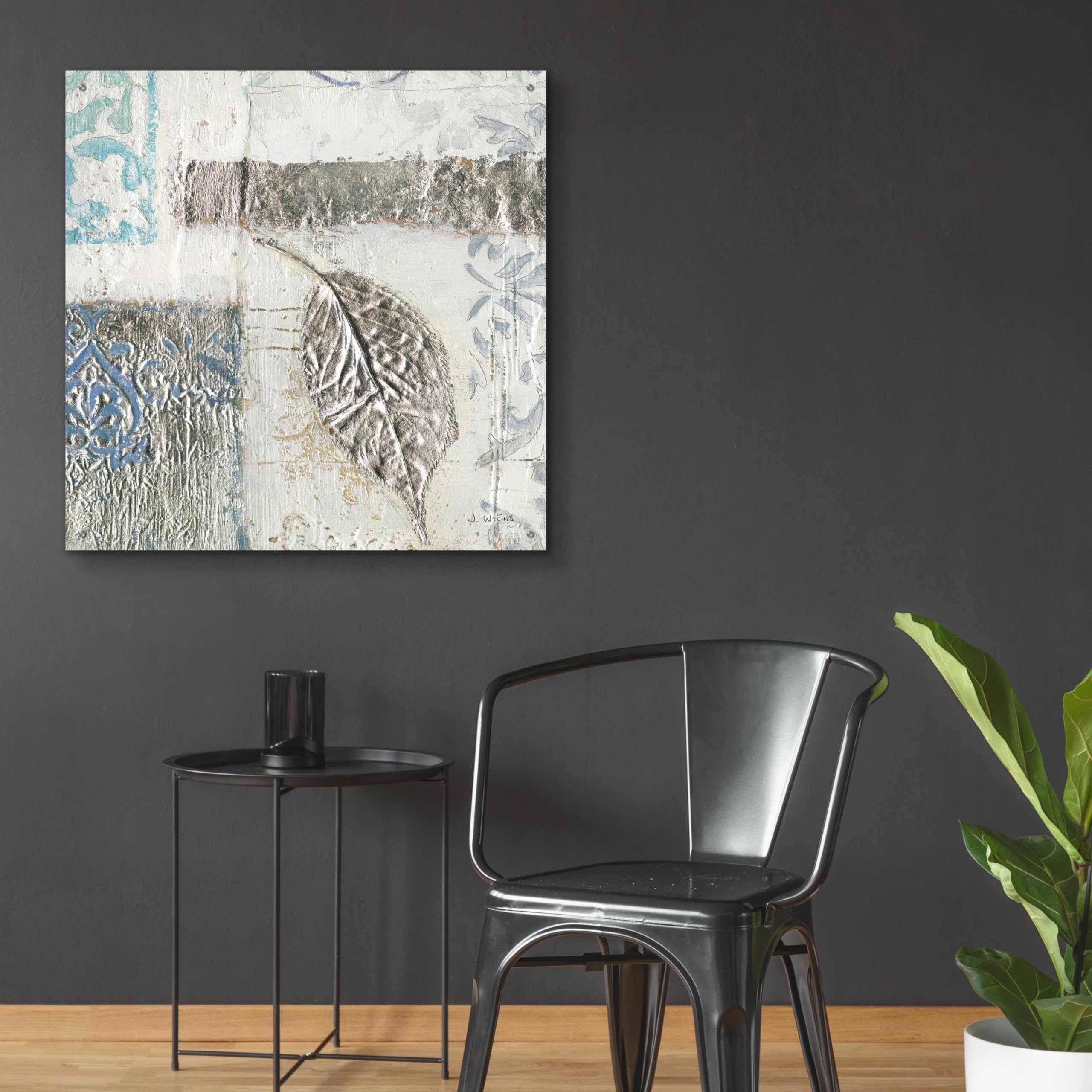 Gracefully Blue IV Acrylic Glass Wall Art by James Wiens - 36x36 Inches Modern Abstract Painting for Living Room, Bedroom & Office Decor