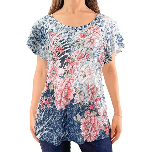 White Layered Stretch Mesh/Animal Floral Print