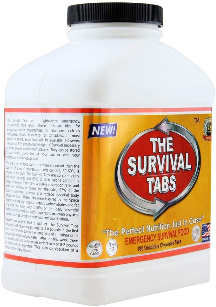 120-Day Emergency Food Supply - 8 Bottles x 180 Chocolate Tablets | 25-Year Shelf Life, No Special Storage | Perfect for Natural Disasters, Camping & Survival Kits